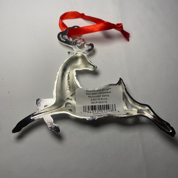 Lenox Sparkle and Scroll Reindeer Ornament Multicolor Gems Silver 893113 NIP - Picture 4 of 4